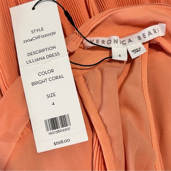 Veronica Beard Lilliana Maxi Dress Bright Coral Women's Size 4 new - Picture 3 of 5